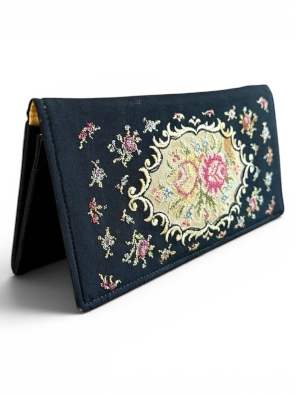Vintage 1930’s Petit Point Silk Hand Embroidered Clutch